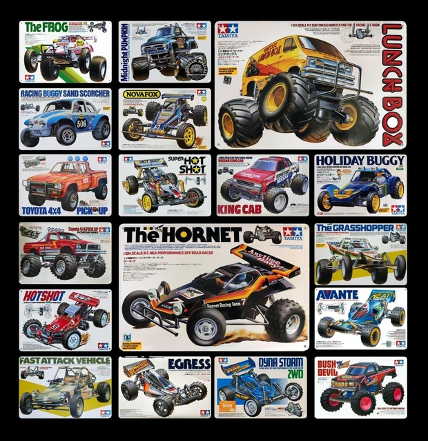Affiche Murale Vintage En Métal - Voiture RC Tamiya - Alliage étain - Décoration Atelier Ou Bureau