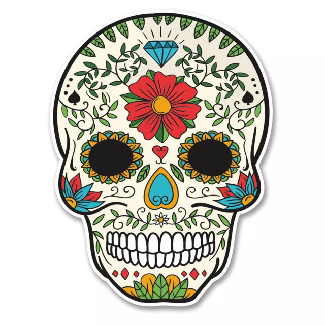 2 x 10cm Sugar Skull Vinyl Sticker Decal Laptop Car Bike Helmet Girls Gift #6231