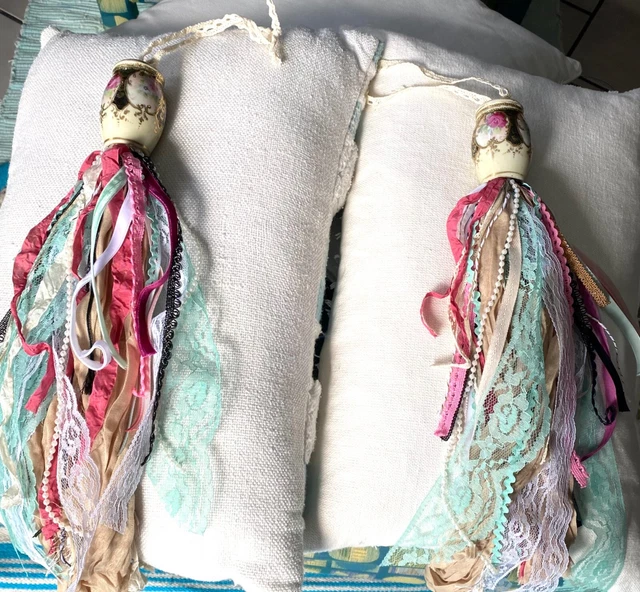 Vintage Tassels Curtain Drapery tiebacks Prussia antiques Lace Petticoats ooak