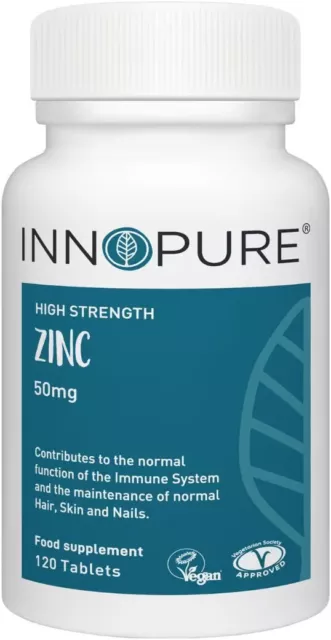 INNOPURE Zinc Tablets 50mg - One a Day (120 Tablets) High Strength Supplement,