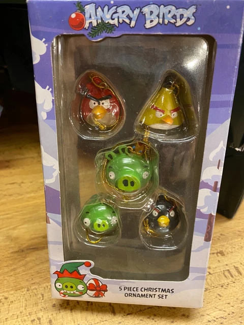 Vintage Angry Birds Set of 5 One Sided Mini Christmas Ornaments 2013 NIB