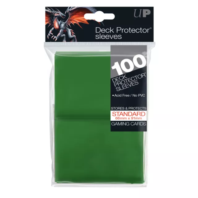 100 Ultra PRO Deck Protector Sleeves Pro-Gloss Standard Card GREEN 66mm x 91mm