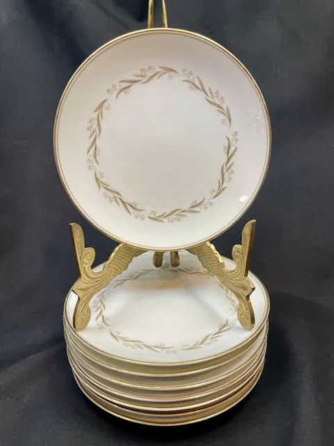 (8) Noritake China LAUREL  #5903 Pristine 6.25” Gold Trim Bread Plates | Japan