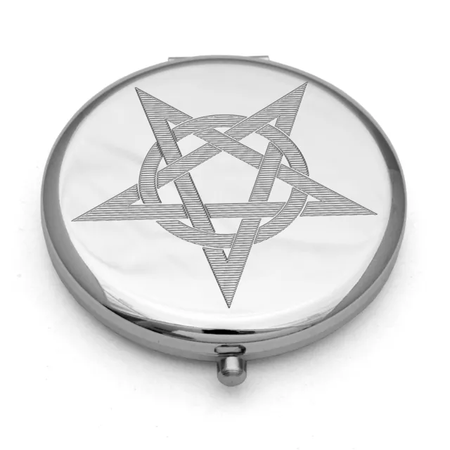 Personalised Compact Mirror Wheel of the Year Wicca Pagan Pentangle Witches Gift