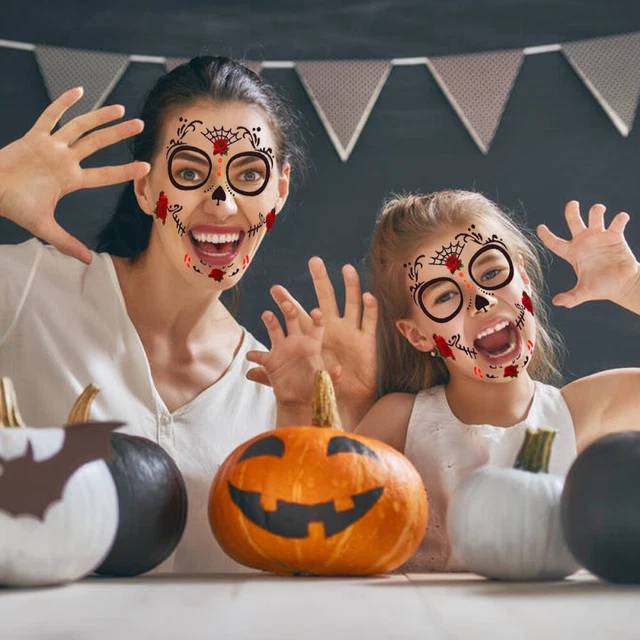8 Pcs Waterproof Masquerade Face Stickers Halloween Party Prop Water Proof Child