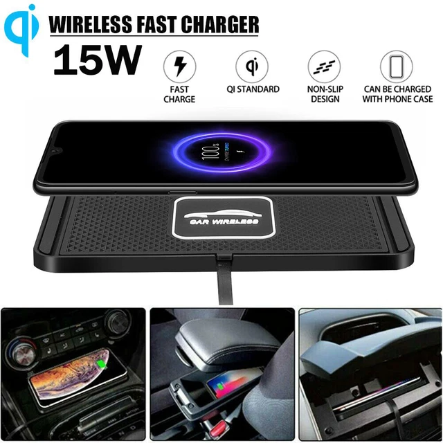 15W Qi Auto KFZ Wireless Charger Ladegerät Induktiv Ladestation Rutschfest Pad