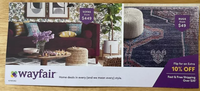 Wayfair Coupon Promo Code 10% Off 1st Order EXP 4/15/2024