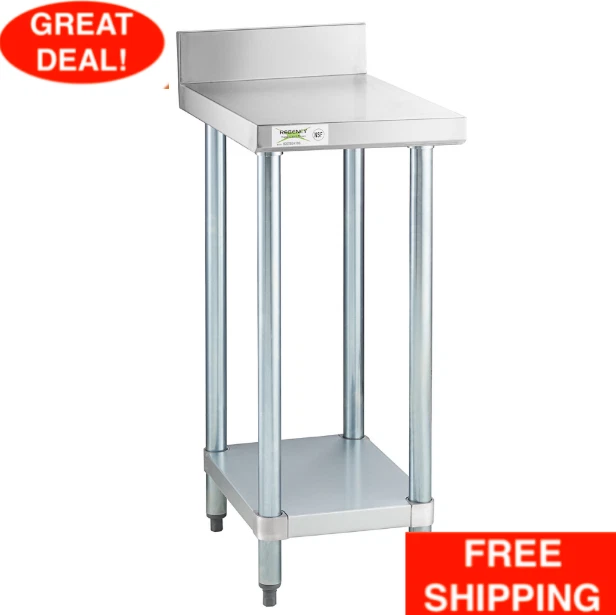 24" x 15" 18-Gauge Stainless Steel Filler Table with Backsplash and Undershelf