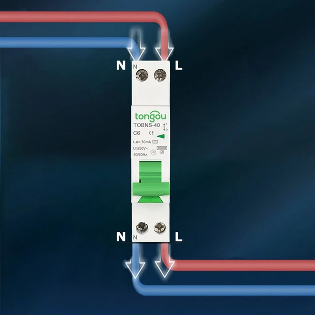 Interruptor Diferencial (RCBO) Hager ADN140 40A Curva B - 1 Polo, 30mA, Blanco, USADO