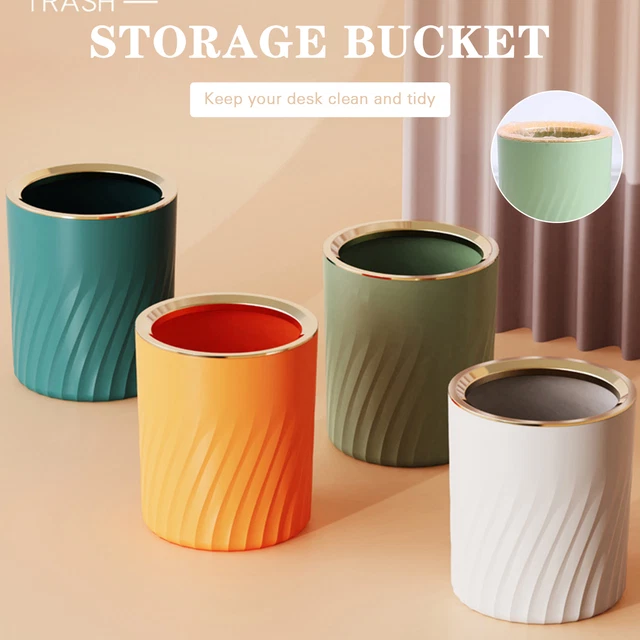 Mini Desktop Small Waste Bin Basket Trash Can Table Office Garbage Home Roll Lid