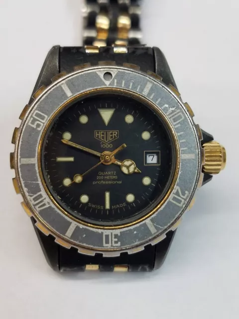 HEUER Ref. 980.028N 1000 Black Gold Ladies 200M Rare Diver Watch