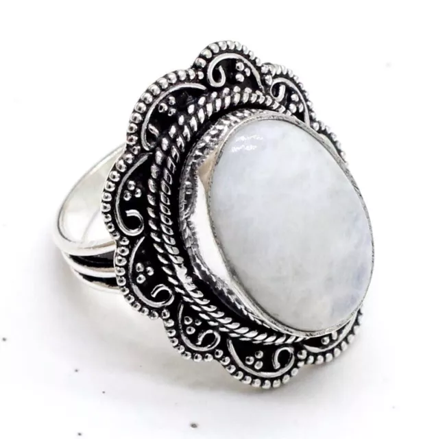 Bague vintage en argent sterling 925 avec pierre de lune et pierres...