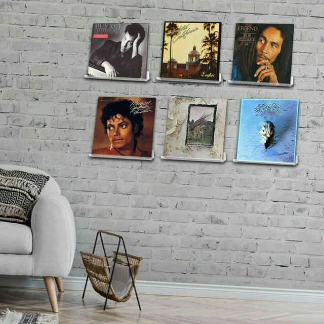 VINYL ALBUM WALL Mount Display Shelves Set of 6 LP Record Stand With