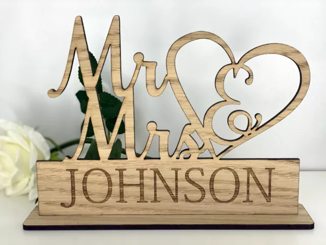 Personalised Mr & Mrs Wooden Top Table Sign Bride, Groom Wedding Reception Gift