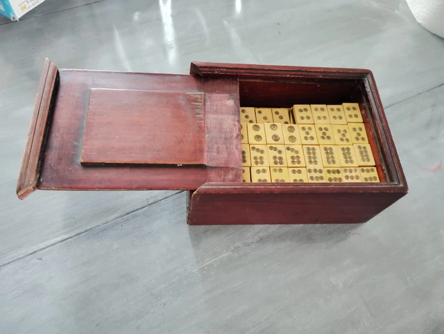 Ancien Jeu De Mahjong En Bois Et Os - Coffret Asiatique Vintage - Occasion