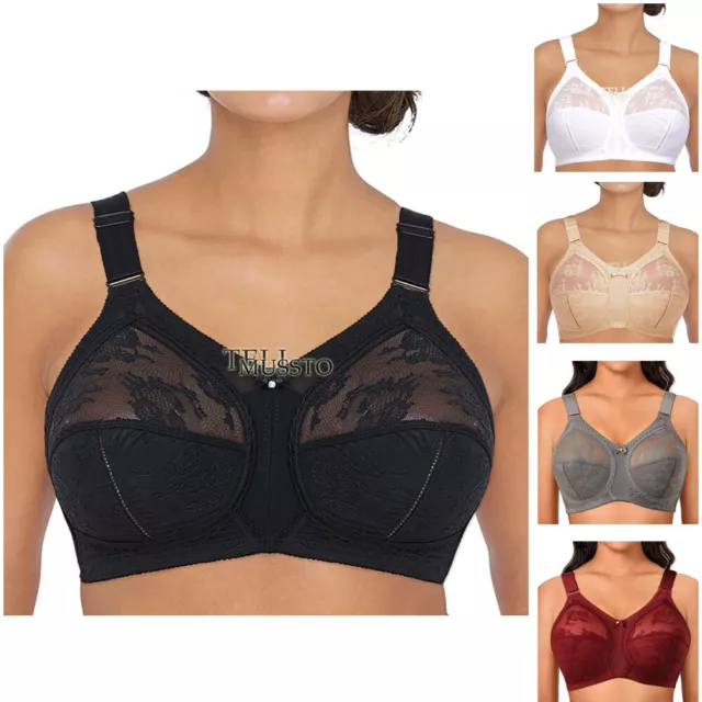 Plus Size 36-50 A B C D Womens Full Cup Non Wired Non Padded Bra Lace  Bralette