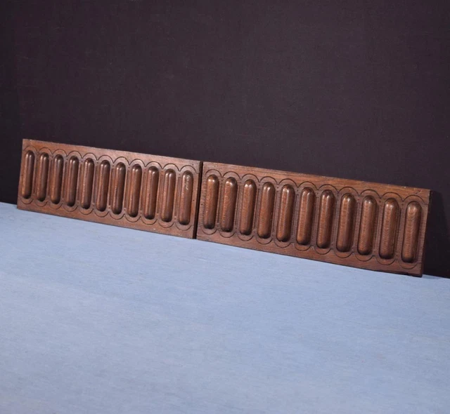 *Pair of Antique French Carved Panels/Trim in Solid Oak Wood Salvage