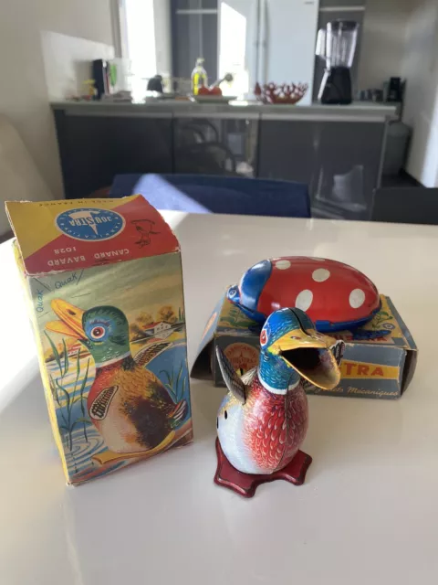 Lot Jouet Ancien 2 Joustra en Boîte Le Canard Qwak Qwack Et La Coccinelle