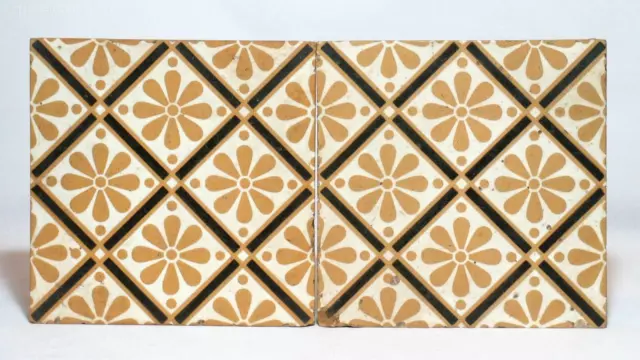 Antique Pair Minton Encaustic Floor Tiles