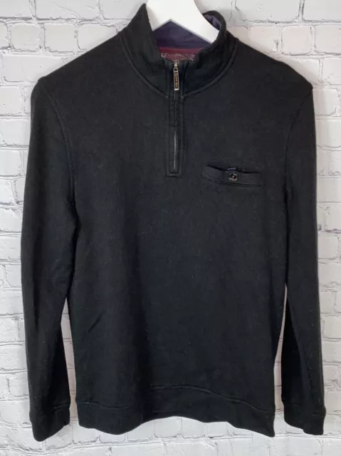 TED BAKER Mens' Black 1/4 Zip Sweater Size 3