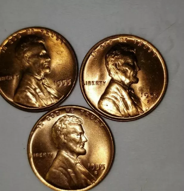 1955 P D S Lincoln Wheat Cent,  1c DDO? RPM? ORIGINAL Roll Penny, LUSTEROUS  F/S