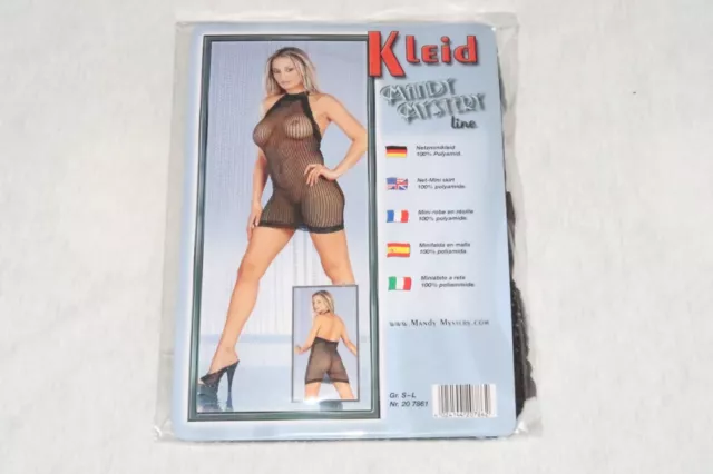 Kleid-Set Erotik Mandy Mistery Style Gr. S-L schwarz transparent Netz Minikleid