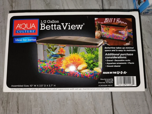 Aqua Culture Betta View 1/2-Gallon Fish Tank with Full Hood
