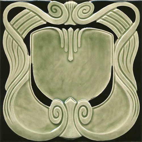 Art Nouveau Vintage Ceramic Tile Azulejo German Trivet Majolica Reproduction