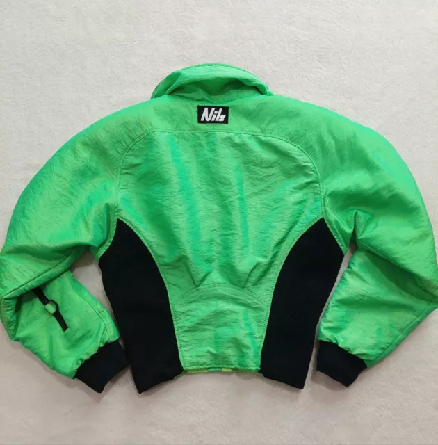 VTG NILS 80S 90s Women's Ski Snow Jacket Coat Neon Green Black Size 10 ...