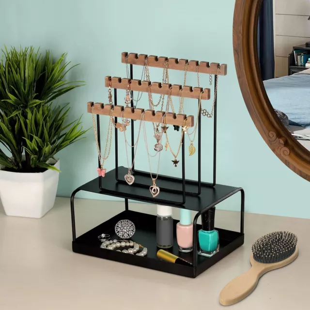 BELLE VOUS Schmuckständer Schwarz Jewelry Organizer mit 3 Etagen - 30 Schlitze -