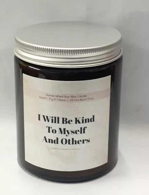 AFFIRMATION PERSONALISED CANDLE (I WILL BE KIND TO MYSELF AND OTHERS)Noir scent