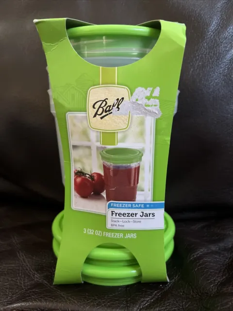 Ball 32 oz Freezer Safe Jars Stack Lock Store Quart Jar Set of 3 BPA Free Jars