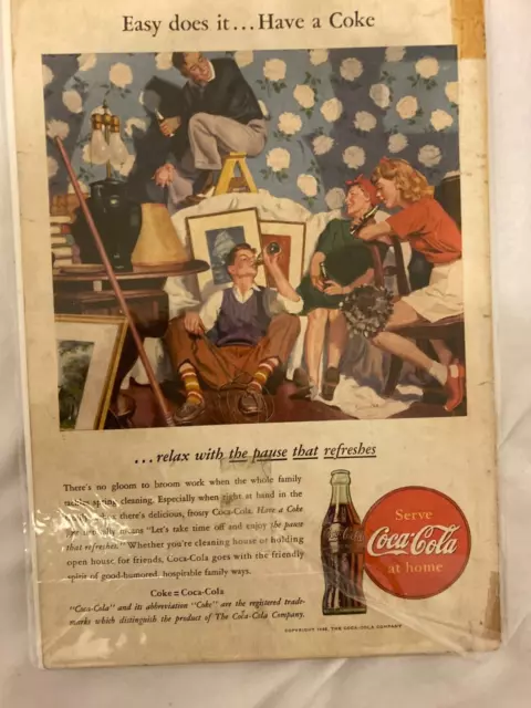 1946 Coca-Cola Bottle art "Relax With The Pause........" Vintage promo print ad