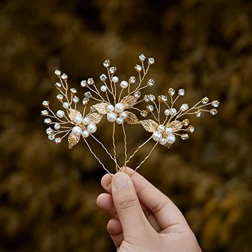 Sooshin 3 Pieces Bridal Hair pins Pearl Wedding Hair Accessories for Brides a...