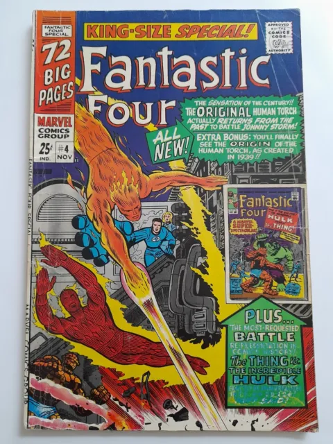 Fantastic Four Annual #4 Nov 1966 VGC- 3.5 1st Silver Age app/origin Human Torch