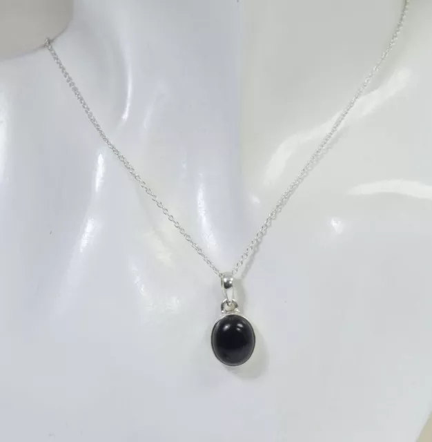 925 SOLID STERLING Silver Black Onyx Chain Pendant-18.7 Inch j541 EUR 9 ...