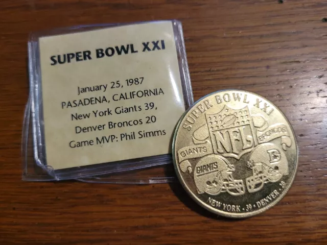 NFL Super Bowl XXI Flip Challenge Coin New York Giants vs Denver Broncos
