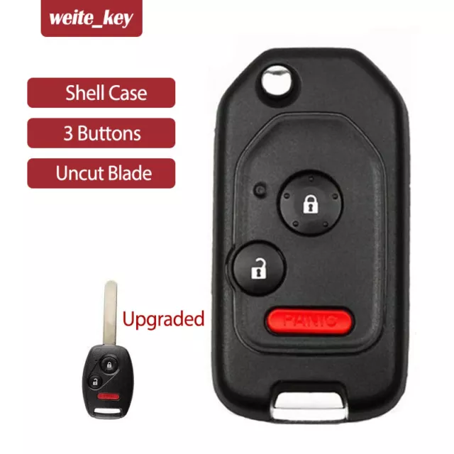 Flip Remote Key Shell Case For Honda Accord Civic CRV Polit Fit FOB 2+1 Button