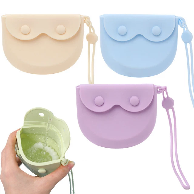 Eabdice 2 Pièces Sac à Tétine En Silicone - Boîte De Rangement Sucette Voyage Hygiénique Pour Bébé (Rose Et Gris, 21x10x5 Cm)
