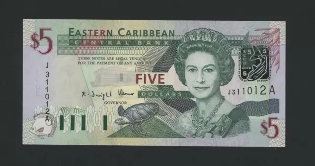 EAST CARIBBEAN STATES  5 DOLLARS  ANTIGUA  ( 2003 )  PICK # 42a  UNC.