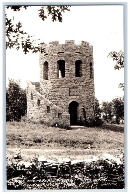 Winterset Iowa IA Postcard RPPC Photo Memorial Tower City Park c1940's Vintage
