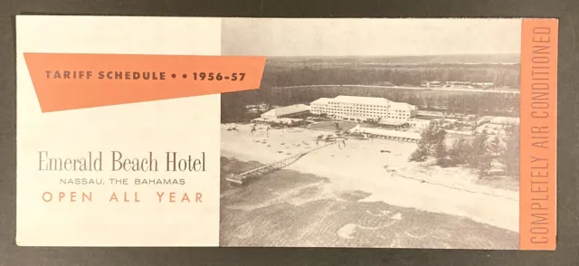 1956 - 1957 Emerald Beach Hotel Nassau The Bahamas Tariff Schedule Brochure