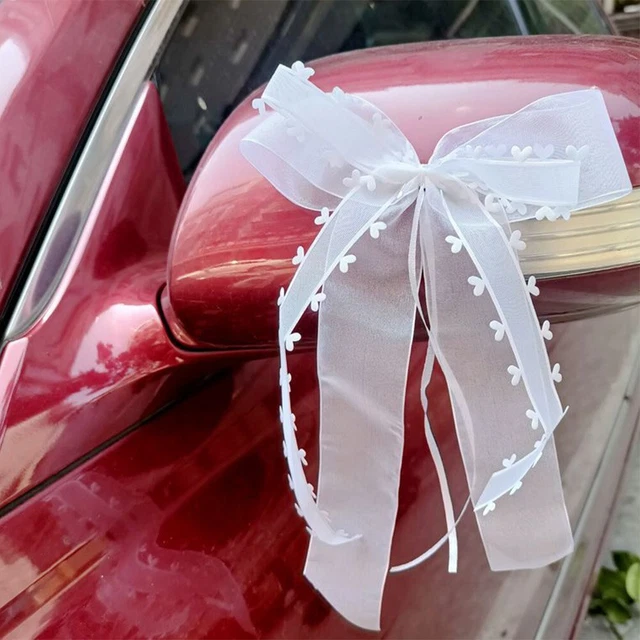 10 Nœuds Blancs Pour Voiture De Mariage – Arcs En Mousseline, Décorations Réutilisables Pour Rétroviseurs, Poignées