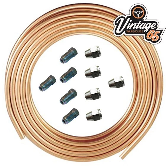 Tuyau Frein Cuivre 3/16 - 25 Pieds - Kit Avec Raccords Mâles/Femelles