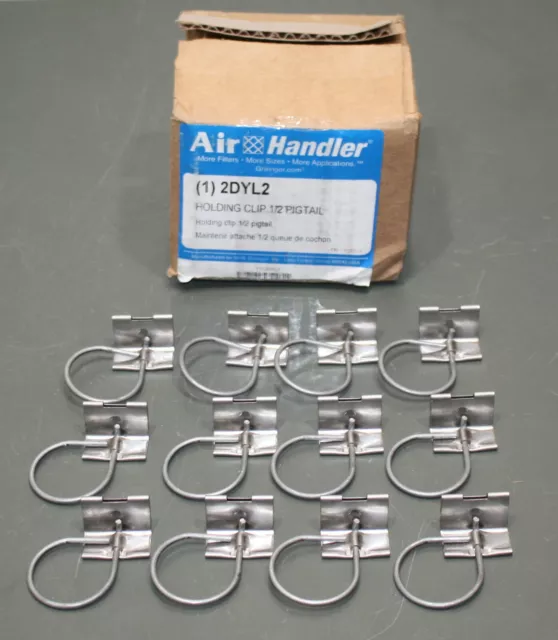 (12) Air Handler 1/2" Pigtail Filter Holding Clips 2DYL2, Galvanized, for 12"