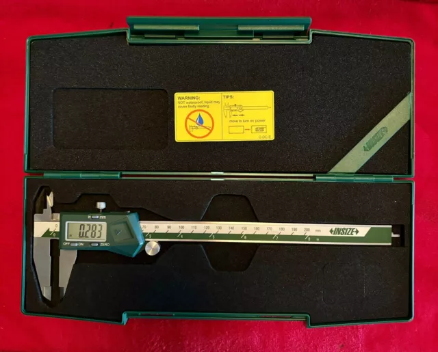 Insize Digital Caliper 0-8" 0-200mm (1108-200) Used Resolution 0.01mm/0.0005”