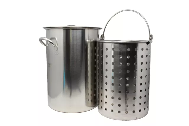 CONCORD Stainless Steel Stock Pot w/ Basket. Heavy Kettle. Cookware for Boiling