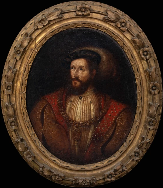 17th Century French Royal Court Portrait Of King Frances I (1494-1547) Of France