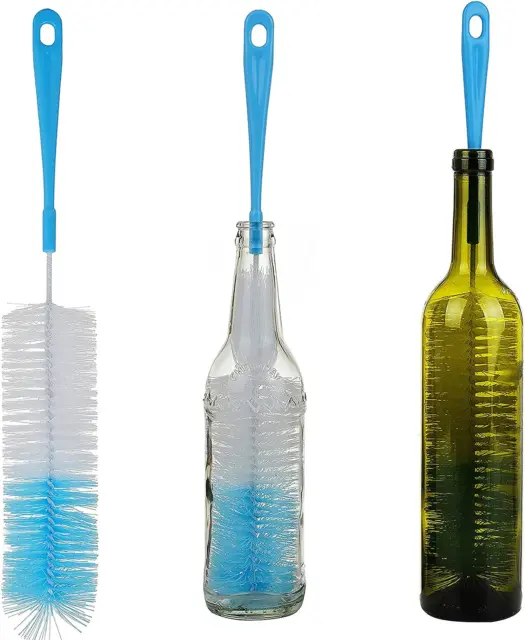 3-Pack Long Bottle Cleaning Brush for Narrow Neck Beer, Wine, Flask, Thermos, Sp
