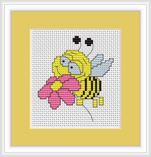 Bee Cross Stitch Kit By Luca S Ideal For Beginner 6.5cm x 7.5cm